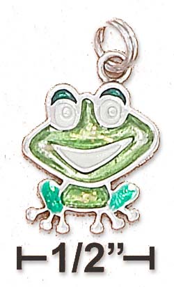 
Sterling Silver Reversible Enamel 13x15mm Happy Sitting Frog Charm
