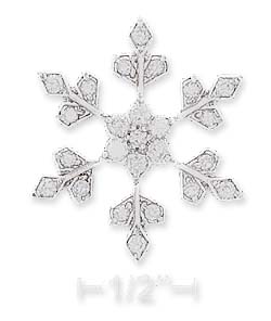 
Sterling Silver High Polish 27mm Cubic Zirconia Snowflake Pendant
