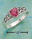 
Sterling Silver Heart Ring With Pink Aust
