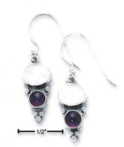 
SS Side Lab Simulated Opal With Amethyst Beaded Accent Earrings
