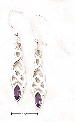 
Sterling Silver Celtic Weave Dangle Earrings With Marquee Amethyst
