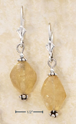 
Sterling Silver Polished Citrine Stones With Mini Children Beading Earrings

