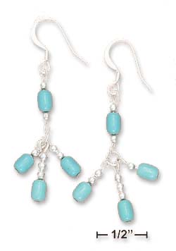 
Sterling Silver Simulated Turquoise Bead Triple Dangle Earrings
