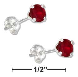 
Sterling Silver 4mm January Dark Red Cubic Zirconia Post Earrings
