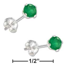 
Sterling Silver 4mm May Cubic Zirconia Post Earrings (Dark Green)
