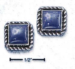 
Sterling Silver Square Roped Edge Lapis Post Earrings
