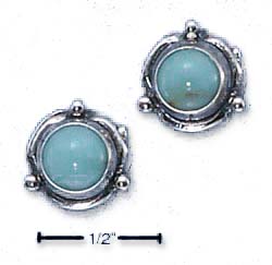 
Sterling Silver Flower Concho Simulated Turquoise Post Earrings
