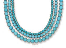 
Sterling Silver 3 strand Grad Simulated Turquoise Bead Necklace
