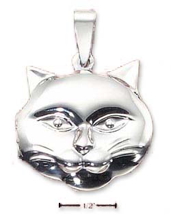
Sterling Silver High Polish Kitty Face Locket Pendant
