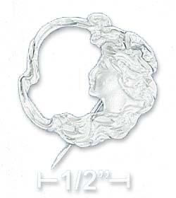 
Sterling Silver Satin Sparkle-Cut 20mm Victorian Woman Profile Pin

