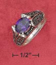 
SS 9x6mm Purple CZ With Marcasite Taperin
