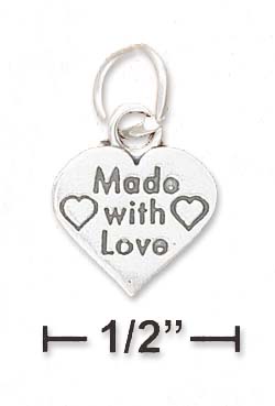 
Sterling Silver Flat 12mm Made With Love Heart Charm
