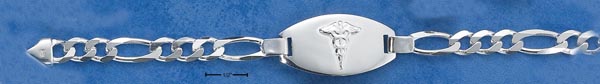 
Sterling Silver Italian 7.5 Inch Heavy Figaro Medical Id Bracelet
