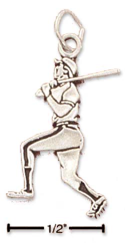 
Sterling Silver Small Detailed Baseball Player Charm
