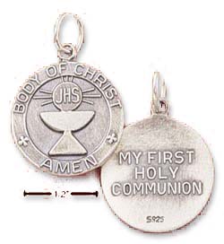 
Sterling Silver Two Sided First Holy Communion Charm
