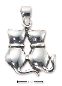 
Sterling Silver Two Cute Cats Sitting Together Charm
