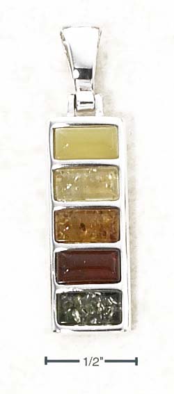 
Sterling Silver Multi Color Amber Rectangles Pendant
