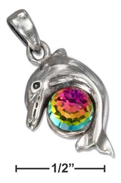 
Sterling Silver Dolphin With Crystal Charm
