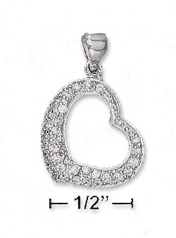 
Sterling Silver 18mm Fat Bottom Open Heart Clear Pave Cubic Zirconia Pendant.
