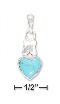 
Sterling Silver 8mm Simulated Turquoise Heart and Kiss Pendant
