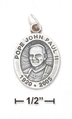 
Sterling Silver Oxidized 16x19mm Pope John Paul Ii Memorial Charm
