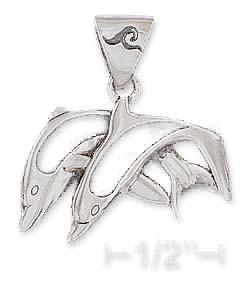 
Sterling Silver 16x25m Double Jumping Dolphins Charm
