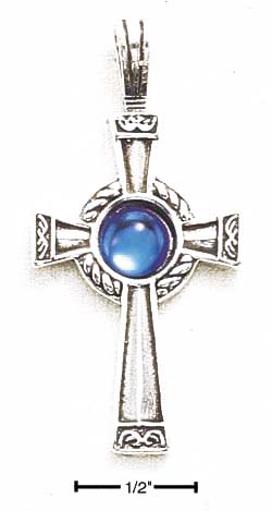 
Sterling Silver Russian Cross With Blue Crystal Ball
