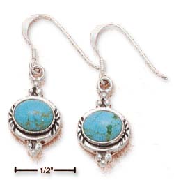 
Sterling Silver Side Laying Oval Simulated Turquoise Earrings
