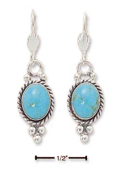 
Sterling Silver Oval Simulated Turquoise Earrings On Leverback
