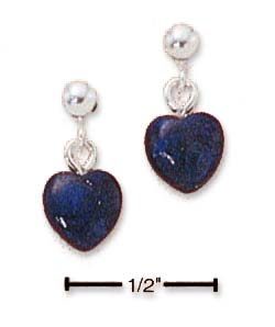 
Sterling Silver Lapis Hearts On Dangle Post Earrings
