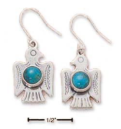
Sterling Silver Round Simulated Turquoise Thunderbird Earrings
