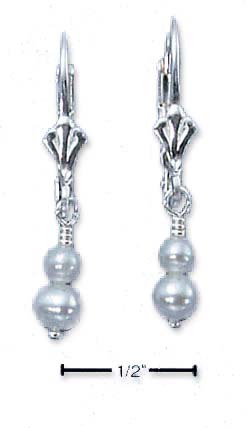 
Sterling Silver Double Freshwater Cultured Pearl Drop Leverback Earrings
