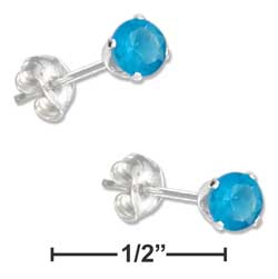 
Sterling Silver 4mm December Cubic Zirconia Post Earrings (Blue)
