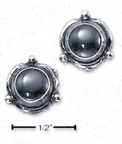 
Sterling Silver Flower Concho Hematite Post Earrings
