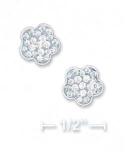 
Sterling Silver 8mm Light Blue White Crystal Flower Post Earrings
