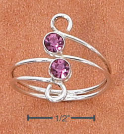
Sterling Silver Swirls With 2 Pink Crystals Toe Ring

