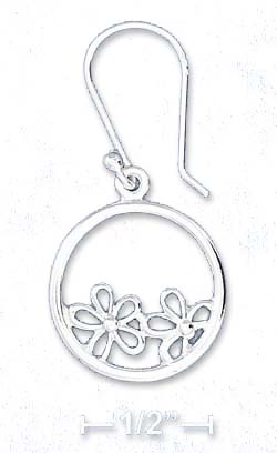 
Sterling Silver 3/4 Inch Circle Earrings With Inscribed Daisies

