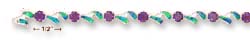 
Sterling Silver 7 Inch Alt Synt. Amethyst and Blue Simulated Opal Bracelet
