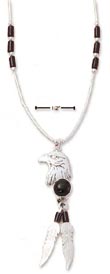 
SS 16 Inch LS Necklace Eagle Head Onyx Do
