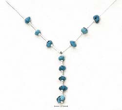 
Sterling Silver 16 Inch LS Necklace With Simulated Turquoise Nugget Dangle
