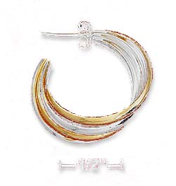 
Sterling Silver Two-Tone 1 Inch 4 Ring Fanned Post Hoop Earrings
