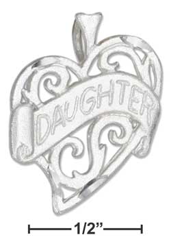 
Sterling Silver Daughter Banner In Flat Heart Charm
