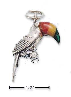 
Sterling Silver Toucan Three Color Stone Bill Charm

