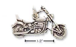 
Sterling Silver One Sided Antiqued Motorcycle Charm
