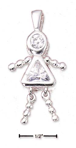 
Sterling Silver April Bead Girl Charm With Clear Cubic Zirconia
