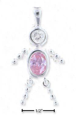 
Sterling Silver October Bead Boy Charm With Pink Cubic Zirconia
