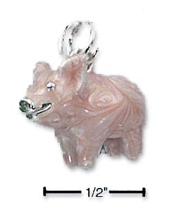 
Sterling Silver Enamel 3d Chubby Pink Pig Charm (H)

