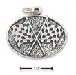 
Sterling Silver Antiqued Oval Checkered F
