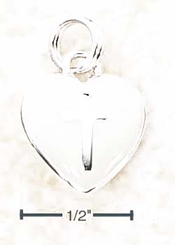 
Sterling Silver Enamel White Heart With Cross Charm
