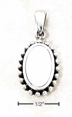 
Sterling Silver Simulated Mother of Pearl Oval With Beaded Border Pendant
